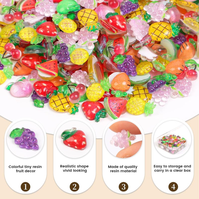 Yonseng 200pcs Mini Fruit Decor Resin Tiny Fruits for Crafts Dollhouse Miniatures Mini Resin Things for Fairy Garden Micro Landscaping Decoration Home Decor, 10 Types(Fruits) - Image 2